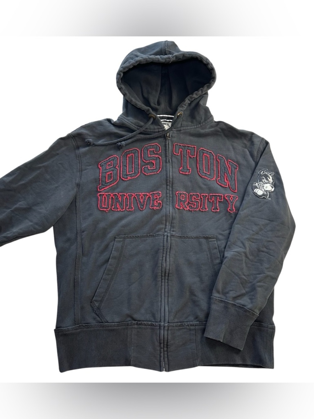 VTG Banner 47 Boston University Full Zip Jacket BU Men’s Small Fits Oversized